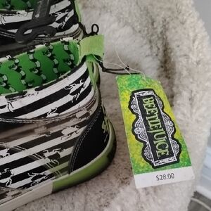 Green and Black Striped Sneakers